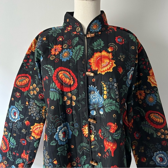 Vintage Wildflower Floral Botanical Quilted Togggle Jacket - Picture 3 of 10